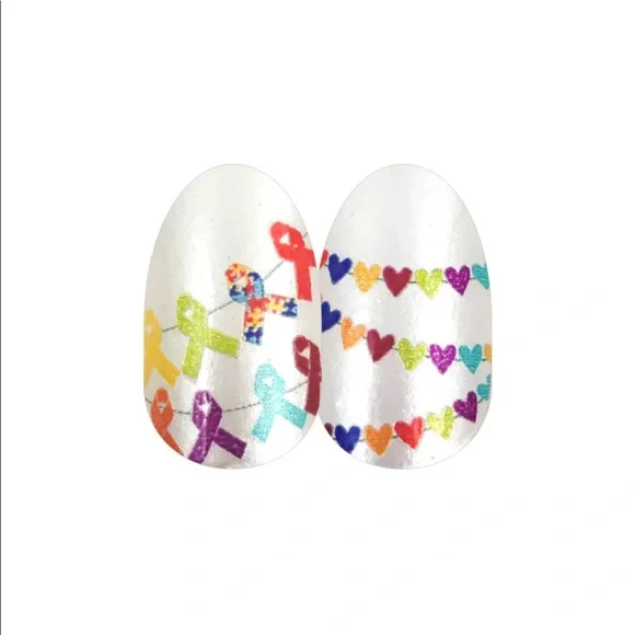 *Retired* Color Street: UnstoppABLE | Awareness Set Hearts Ribbons White Rainbow - Picture 9 of 10